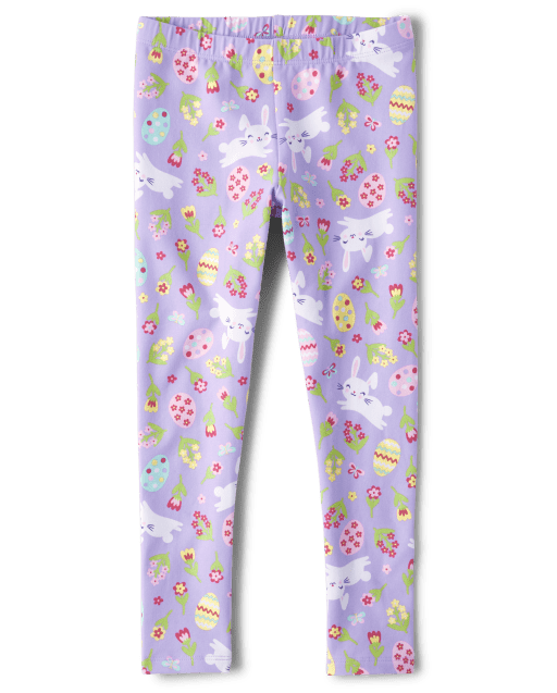 Girls Mix And Match Easter Print Knit Leggings