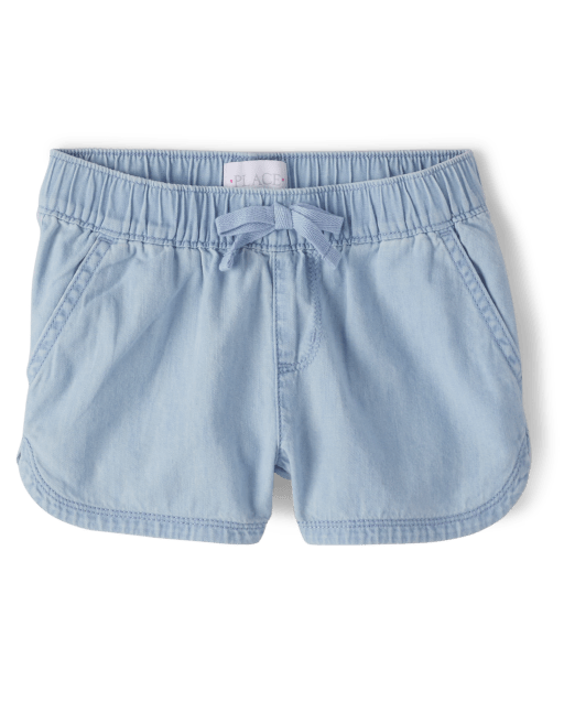 Girls Chambray Woven Pull On Shorts CLOUDLESS WASH The Children s Place CA