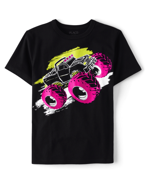 Boys Short Sleeve Monster Truck Graphic Tee - BLACK | The
