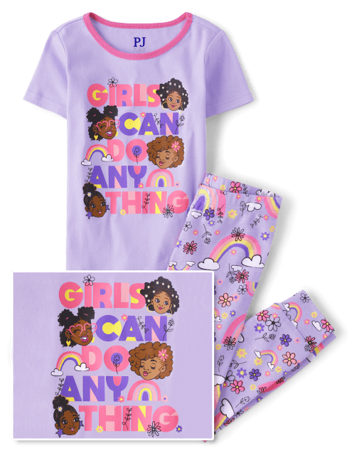 The Children's Place Girls' Be Kind 4-Piece Pajamas, Lovely Lavender,  X-Small : : Fashion