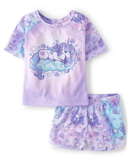 Girls Short Sleeve Unicorn Pajamas BLUE The Children s Place CA