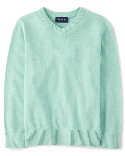 Boys Long Sleeve V-Neck Sweater - AQUA | The Children's Place