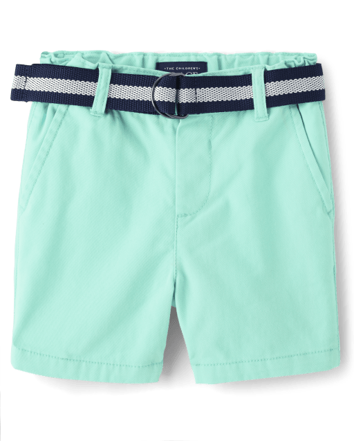 Baby And Toddler Boys Belted Chino Shorts - Mellow aqua