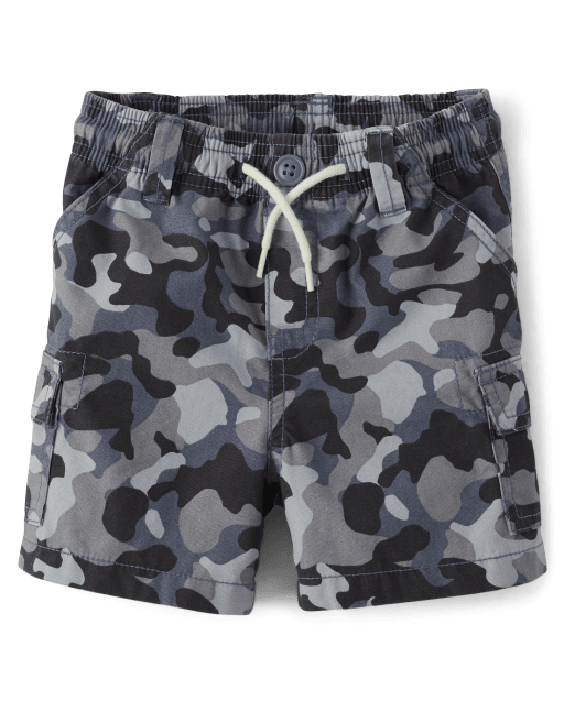 Baby And Toddler Boys Camo Print Canvas Woven Pull On Cargo Shorts