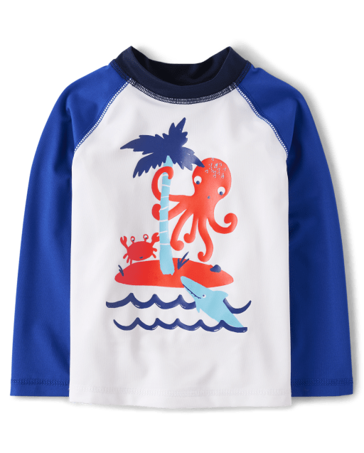 Baby And Toddler Boys Long Sleeve Sea Creature Rashguard WHITE The Children s Place