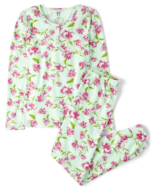 Womens Mommy And Me Long Sleeve Floral Print Cotton Pajamas | The ...