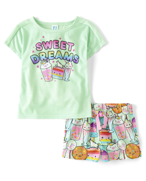Girls Short Sleeve Sweet Dreams Pajamas