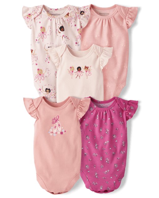 Baby Girls Ballerina Bodysuit 5-Pack - Rosebud