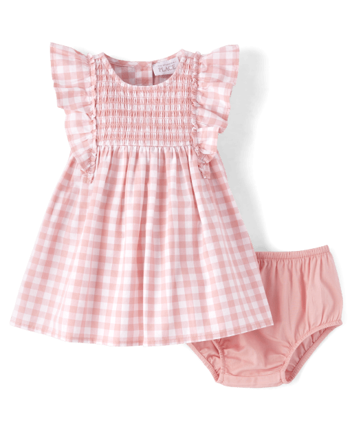 Baby Girls Mommy And Me Sleeveless Gingham Poplin Woven Flutter Dress ROSE PETAL The Children s Place CA