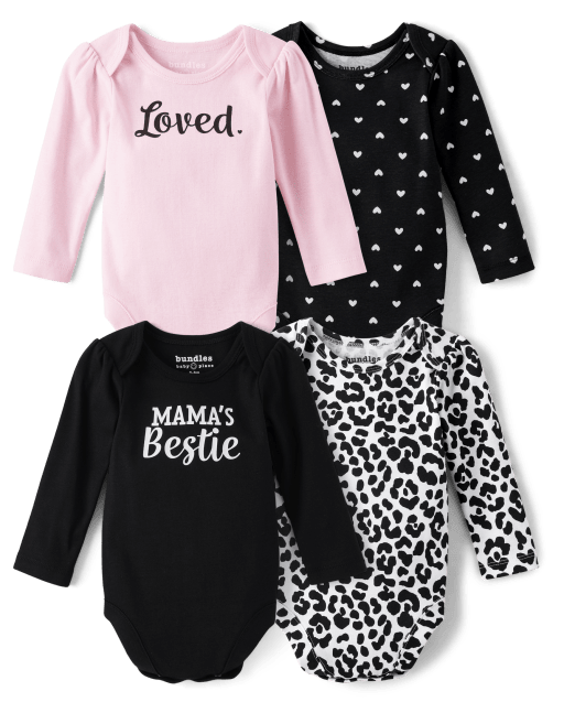 Baby Girl Heart Pattern Big Bow Tie Patched Design Triangle bodysuit