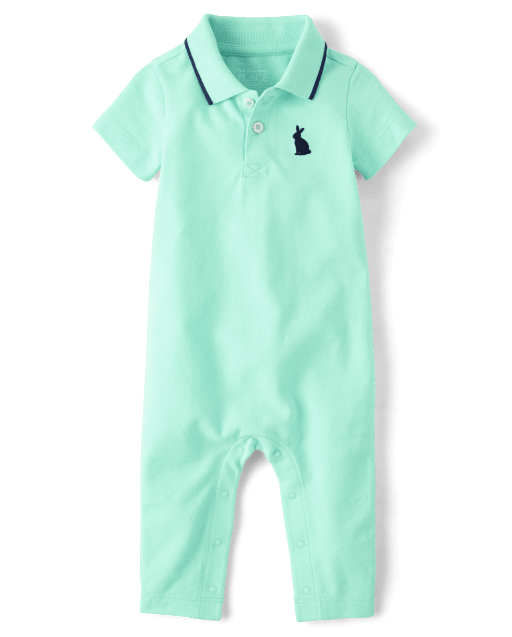 Baby Boys Short Sleeve Bunny Pique Polo Romper | The Children's Place ...