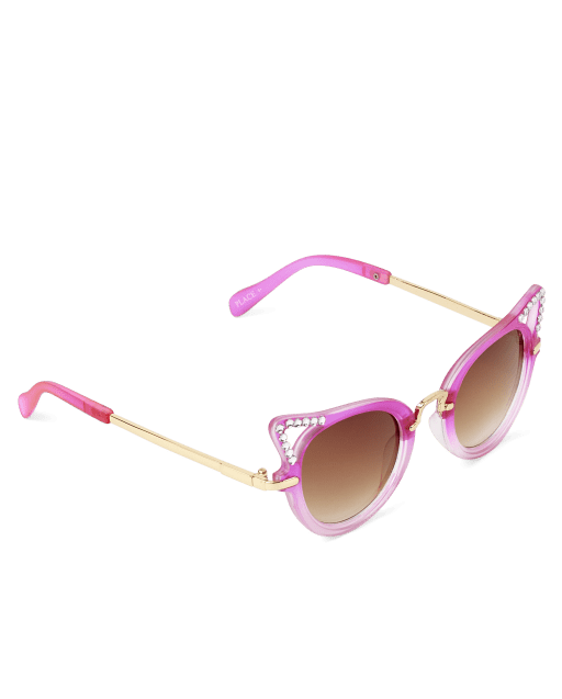Girls Rhinestone Cat Eye Sunglasses - PINK | The Children display picture 3