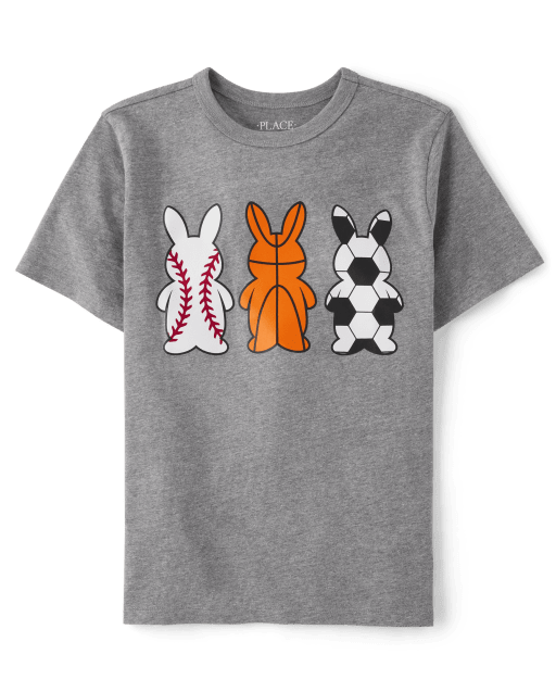 Boys Short Sleeve Easter Sports Graphic Tee GRAY The