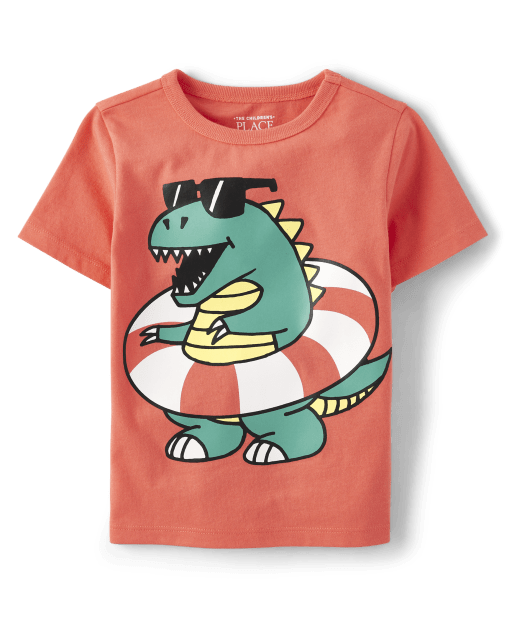 Baby And Toddler Boys Short Sleeve Dino Graphic Tee BLOOD ORANGE