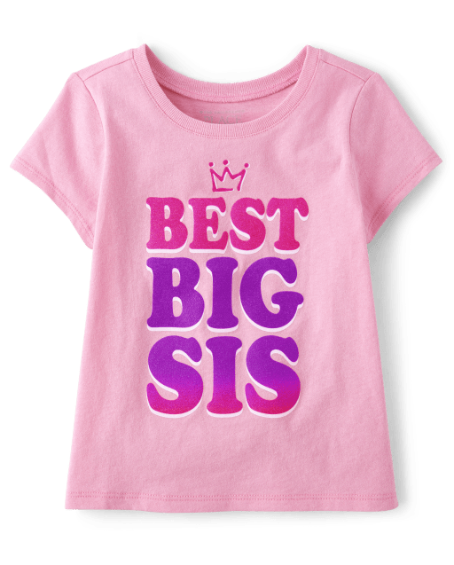Baby And Toddler Girls Short Sleeve Big Sis Graphic Tee | The Children ...