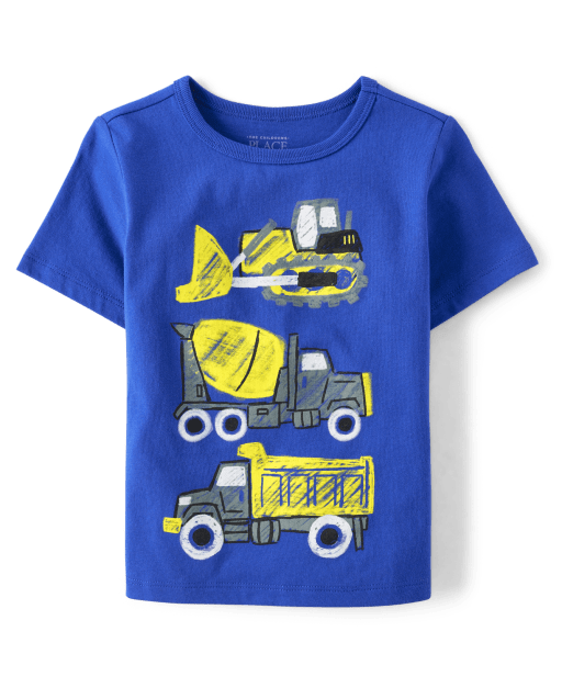Babyhug Cotton Jersey Half Sleeves T-Shirt Construction Vehicle Print - Peach