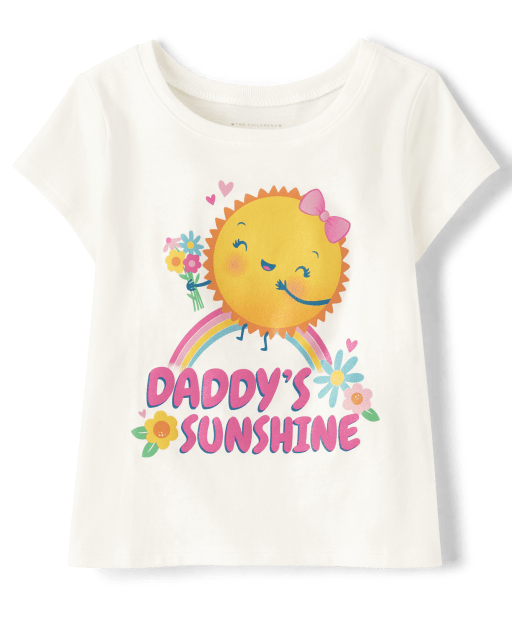 Baby And Toddler Girls Short Sleeve Daddy's Sunshine Graphic