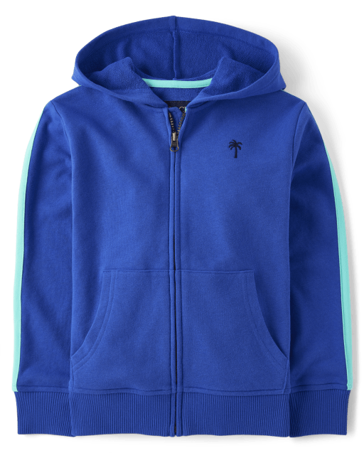 Royal blue polo zip up hoodie top