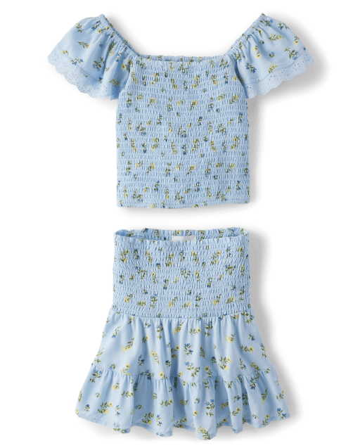 Pretty Kid Girl 2-piece Short-sleeve Floral Print Shorts Suits