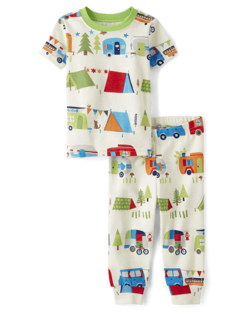 Baby And Toddler Boys Short Sleeve Camper Print Snug Fit Cotton Pajamas WHITE The Children s Place