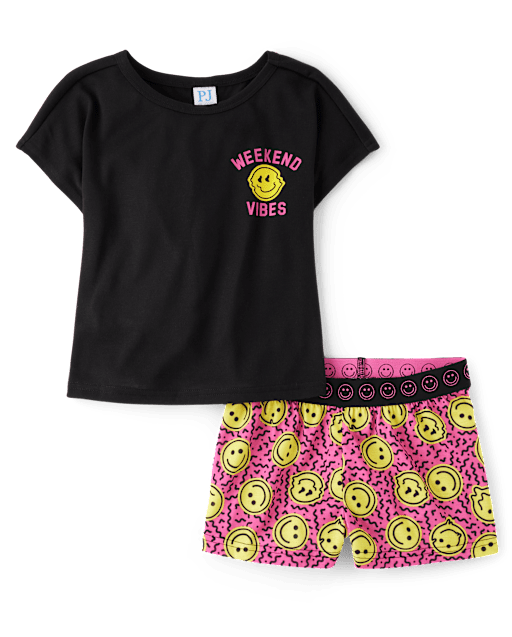 Girls Short Sleeve Weekend Vibes Pajamas BLACK The Children s Place