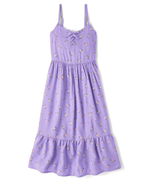 knee length dresses for ladies Girls Yellow Flowered Dress main image 0