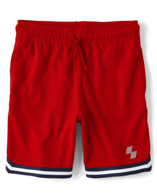Red and white striped basketball shorts shop