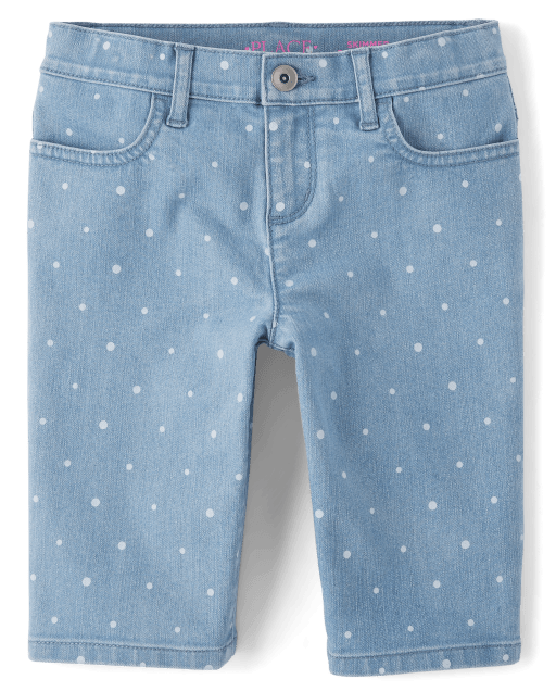 Girls Dot Print Stretch Skimmer Jean Shorts DENIM The Children's