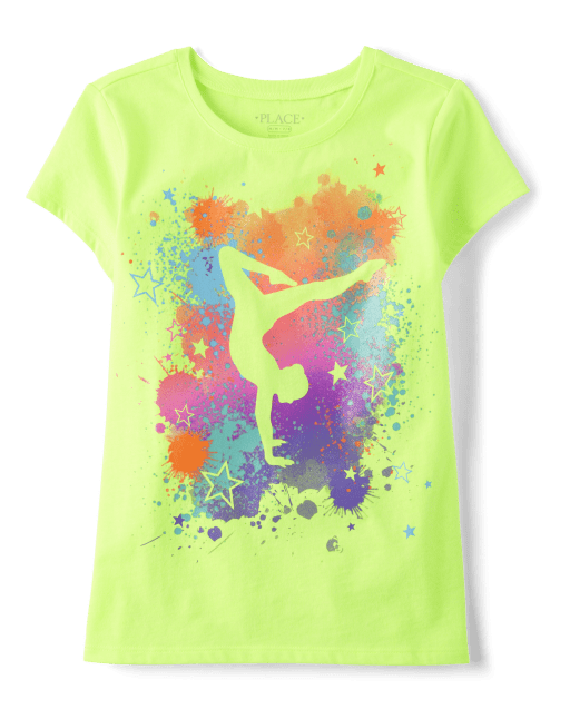 Girls Short Sleeve Gymnast Graphic Tee - GREEN | The Girls Short Sleeve Gymnast Graphic Tee - GREEN | The