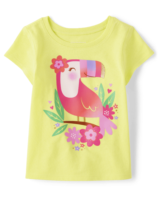 Baby And Toddler Girls Short Sleeve Toucan Graphic Tee
