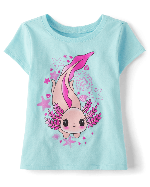 Baby And Toddler Girls Short Sleeve Axolotl Graphic Tee - BLUE