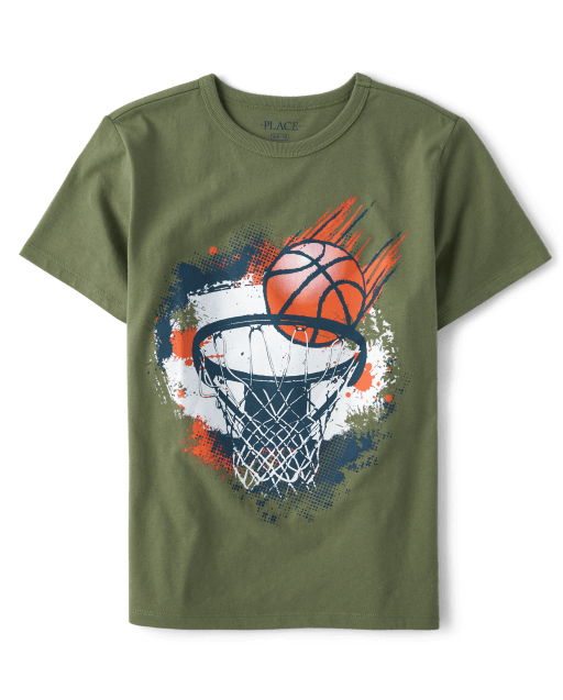 Campana Boys Daniel Half Sleeves Basketball Theme Printed Cotton T-shirt - Purplish Blue main image 1