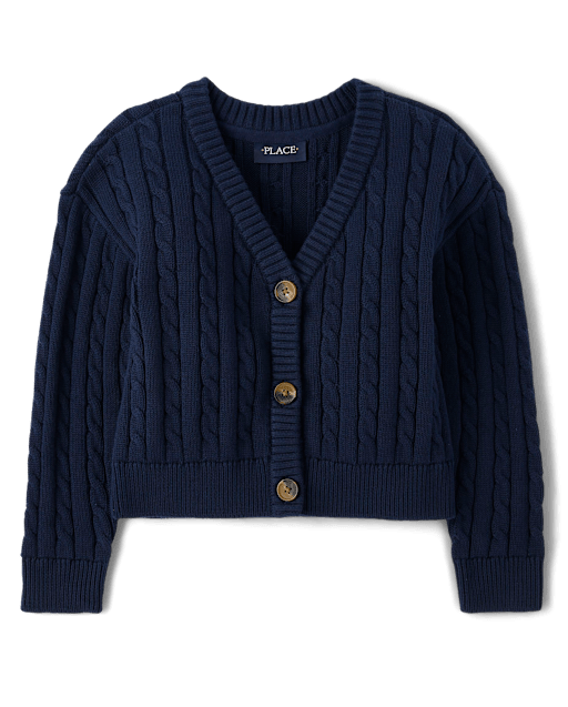 Girls Long Sleeve Cable Knit Cardigan TIDAL The Children s Place
