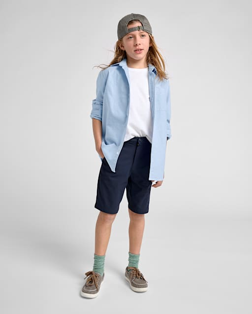 Boys Uniform Quick Dry Chino Shorts - BLUE | The Children's Place