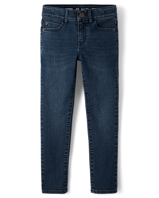【BOK PLACE】Medium blue back button incision skinny denim Boys Skinny Jeans - BLUE | The Children's Place