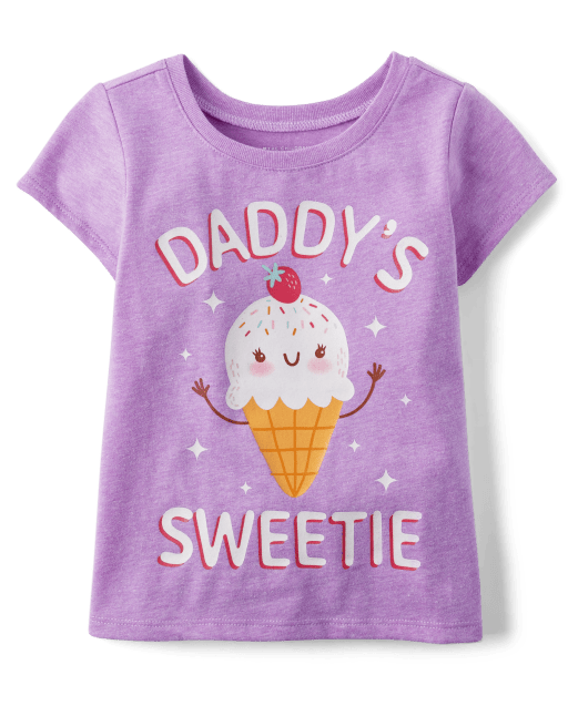 Baby And Toddler Girls Short Sleeve Ice Cream Graphic Tee