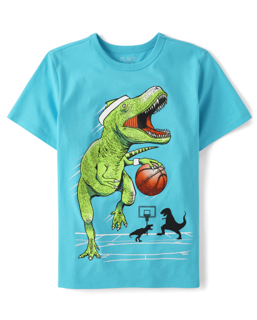 T-shirt Mini Boden Garçon 4-5 Ans - Motif Dinosaure Football - Manches Courtes Bleu (occasion Très Bon état)