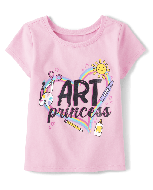 Baby And Toddler Girls Short Sleeve Art Princess Graphic Tee