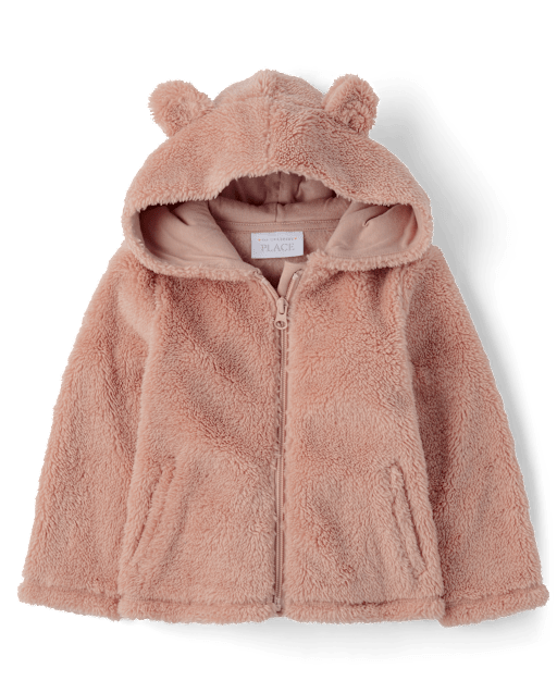 Toddler Girls Long Sleeve Bear Sherpa Zip Up Hoodie PINK The Children s Place CA