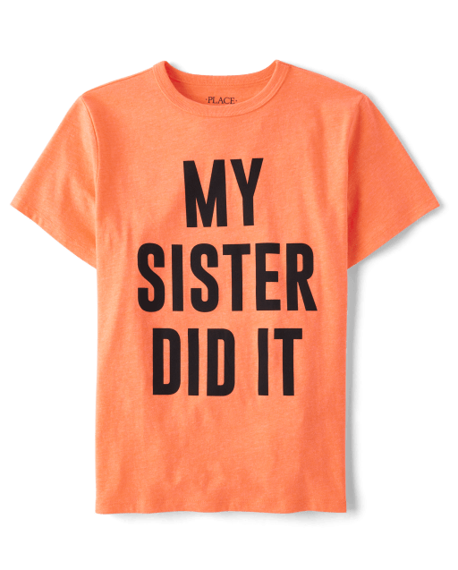 MY SIS Print T 追記あります。 Boys Short Sleeve My Sister Did It Graphic Tee - ORANGE | The