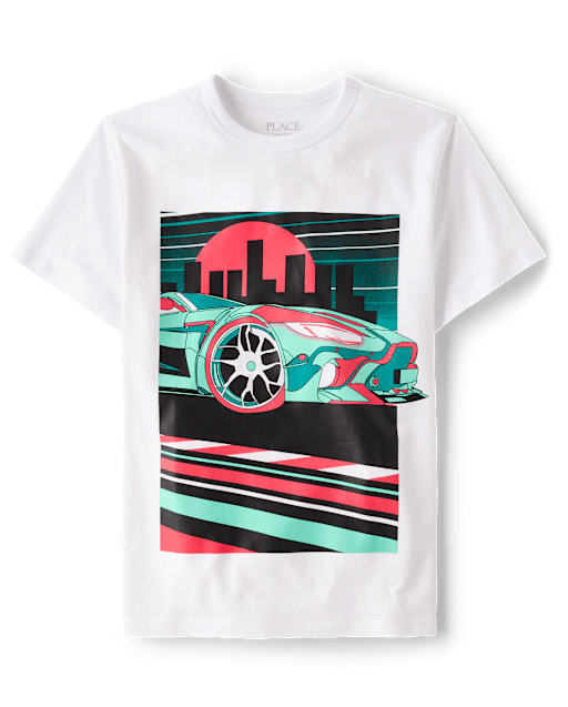 Boys Short Sleeve Car City Graphic Tee - WHITE | The