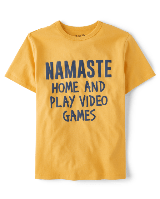 Boys Short Sleeve Namaste Gamer Graphic Tee - YELLOW | The