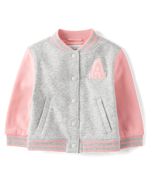Toddler Girls Long Sleeve Varsity Bomber Jacket FUZZY PINK CL The Children s Place CA