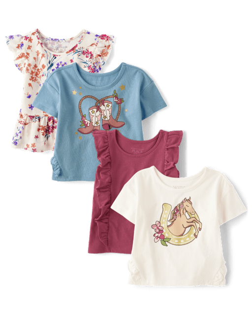 [FANCY CLUB] BABY GIRL STRIPE LAYERED TEE F25QB085 /追跡付 Baby And Toddler Girl Short Flutter Sleeve Rainbow Ombre