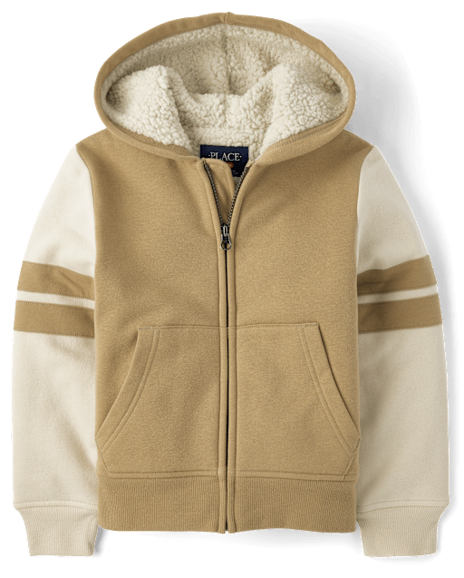 Boys Active Long Sleeve Colorblock Fleece Sherpa Lined Zip Up Hoodie BROWN The Children s Place