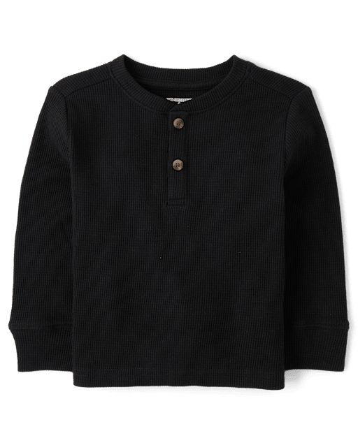 Baby And Toddler Boys Long Sleeve Thermal Henley Top BLACK The Children s Place CA