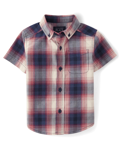Camisa de popelina a cuadros con mangas cortas para bebes y ninos pequenos RUBY The Children s Place