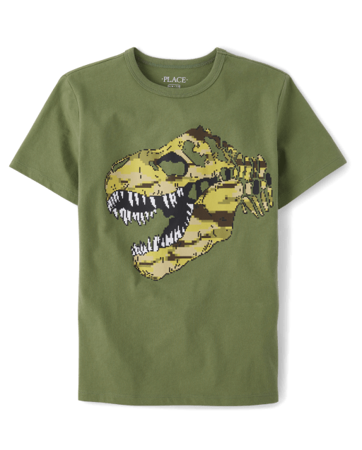 Boys Short Sleeve Camo Dino Graphic Tee - GREEN | The Children's Place