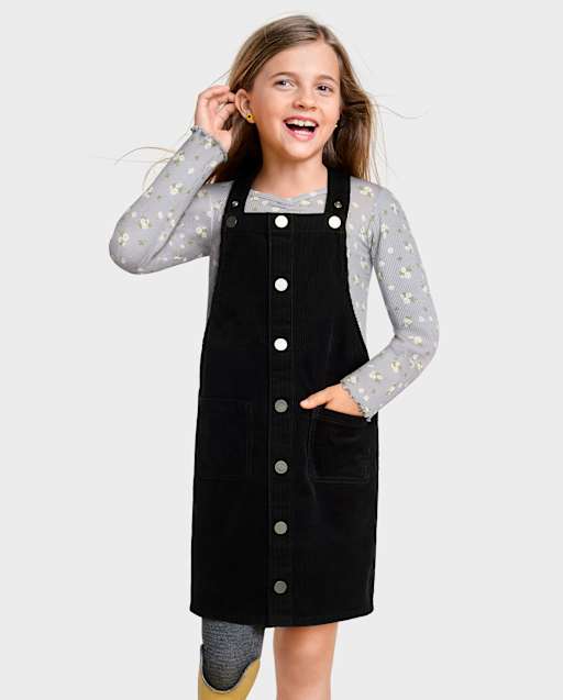 Girls Sleeveless Corduroy Skirtall - BLACK | The Children's Place Girls Sleeveless Corduroy Skirtall - BLACK | The Children's Place