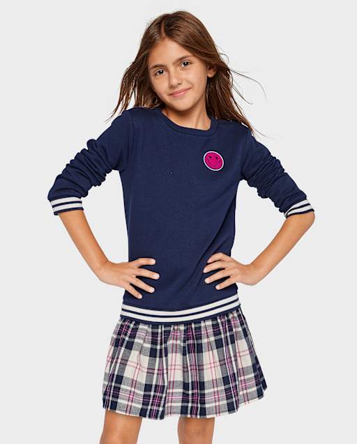 Girls Uniform Active Long Sleeve Fleece Zip Up Hoodie - BLUE | The Children's Place